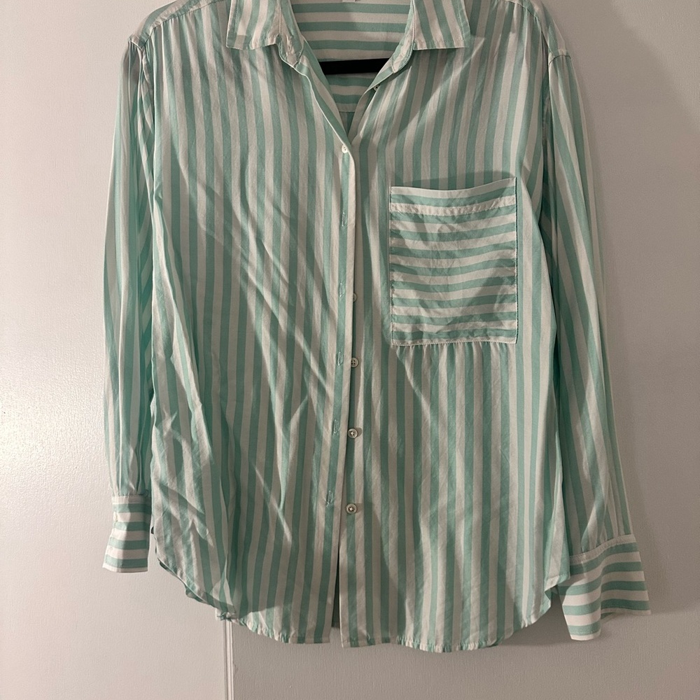 AYR Mint and White Striped Tee